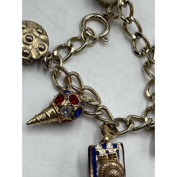Monet Vintage Signed Gold‎ Tone Summertime Sweets Charms Bracelet - Picture 2 of 13
